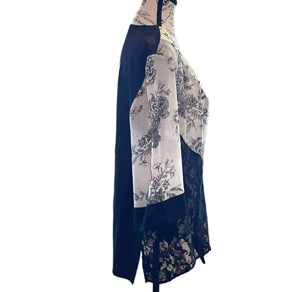 Spencer Alex Black & Cream Vintage 1080’s Kimono Jacket Women’s Size 1X - Picture 3 of 12